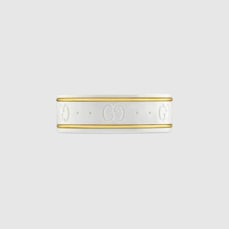 18K Double Gucci Icon White Zirconia Ring