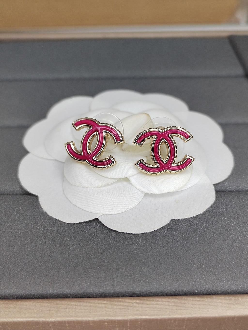18K  Chanel Pink Earrings