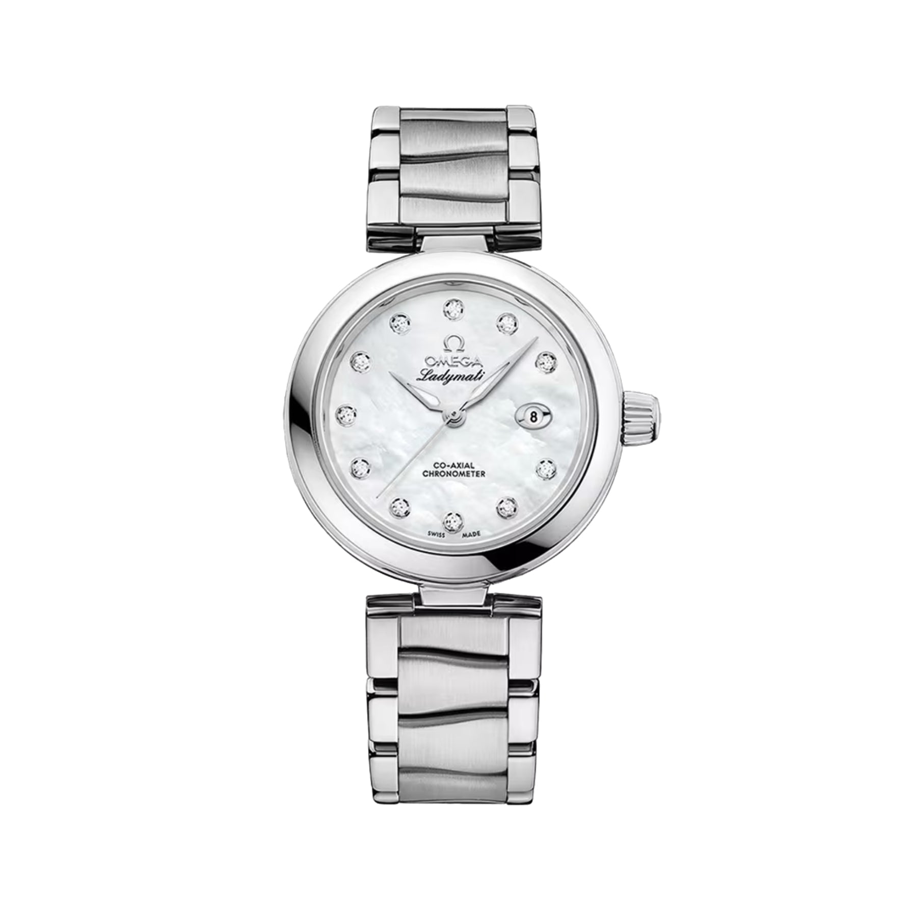 Omega De Ville Ladymatic 34mm Watch - White, Mother - of - Pearl w/Diamonds on Bracelet