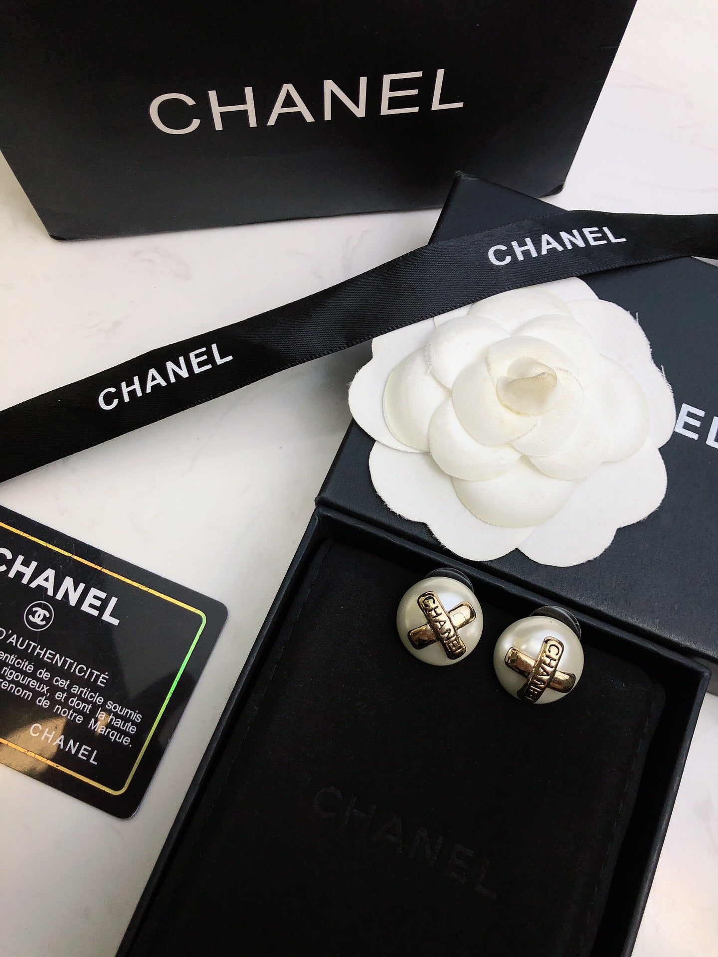 18K  Chanel Pearl Earrings