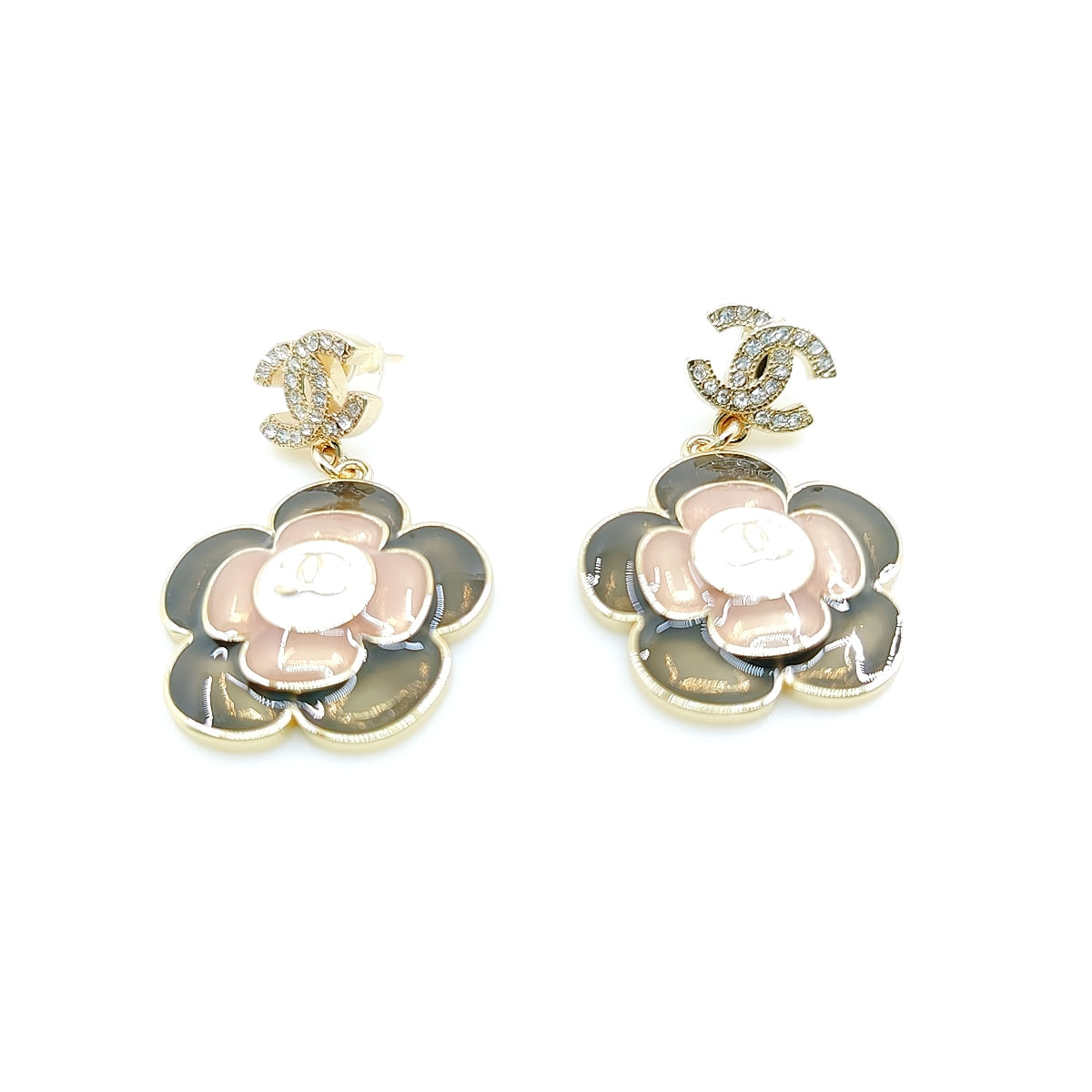 18K  Chanel Flower Pendant Earrings