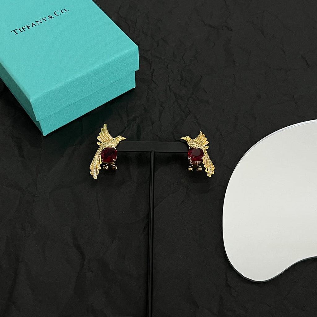 18K Tiffany Bird Diamonds Earrings