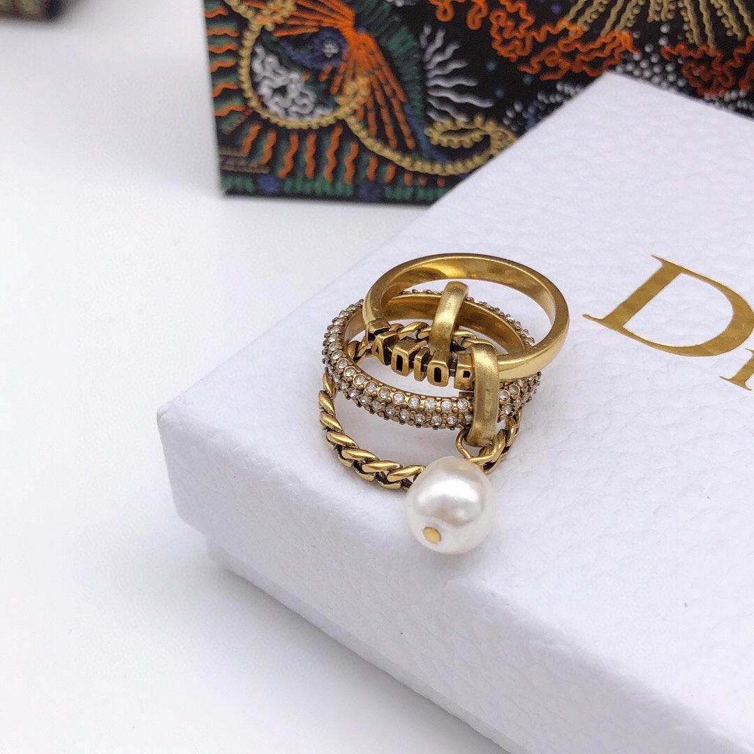 18K Dior Pearl & Crystal J'Adior Rings