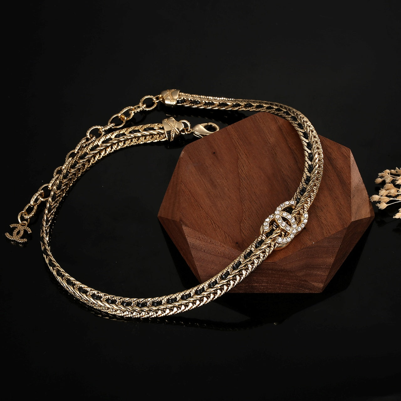 18K  Chanel Strass Chain Choker Necklace